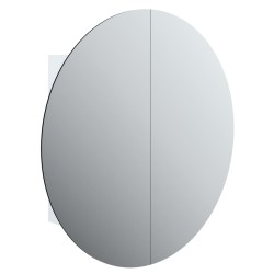 vidaXL Badezimmerschrank mit Rundem Spiegel & LED Weiß 54x54x17,5 cm