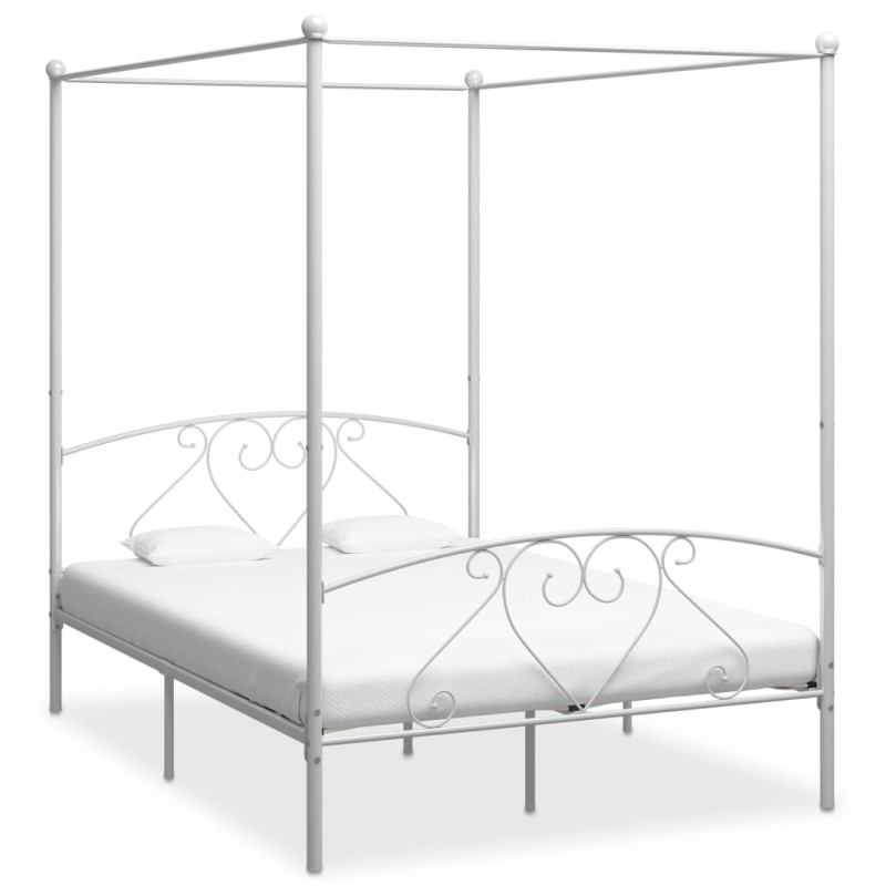 vidaXL Himmelbett-Gestell Weiß Metall 140 x 200 cm vidaXL Himmelbett-Gestell Weiß Metall 140 x 200 cm