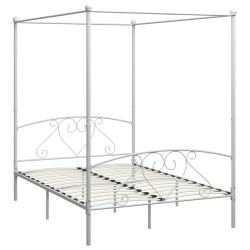 vidaXL Himmelbett-Gestell Weiß Metall 140 x 200 cm 