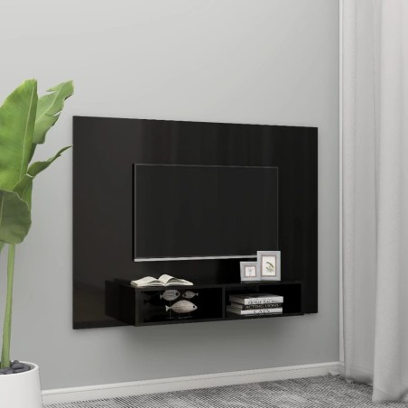 vidaXL TV-Wandschrank Hochglanz-Schwarz 135x23,5x90 cm Holzwerkstoff