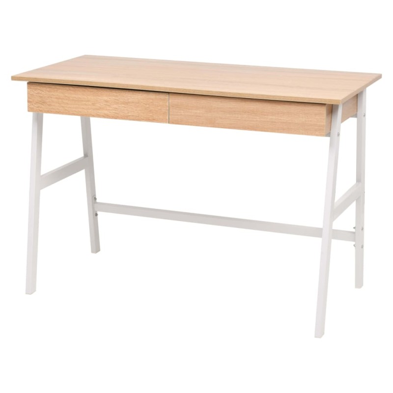 vidaXL Schreibtisch 110x55x75 cm Eichenbraun und Weiß vidaXL Schreibtisch 110x55x75 cm Eichenbraun und Weiß
