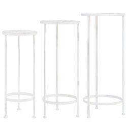 vidaXL Blumenständer Set 3-tlg. Vintage Antik Metall Weiß