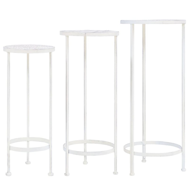 vidaXL Blumenständer Set 3-tlg. Vintage Antik Metall Weiß vidaXL Blumenständer Set 3-tlg. Vintage Antik Metall Weiß