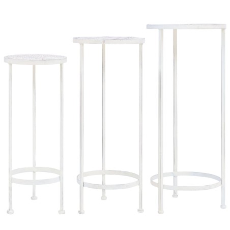 vidaXL Blumenständer Set 3-tlg. Vintage Antik Metall Weiß