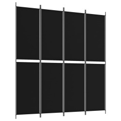 vidaXL 4-tlg. Paravent Schwarz 200x220 cm Stoff