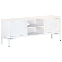 vidaXL TV-Schrank Weiß 115x30x46 cm Massivholz Mango