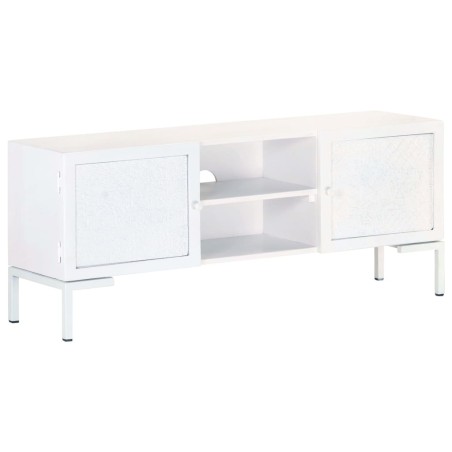 vidaXL TV-Schrank Weiß 115x30x46 cm Massivholz Mango