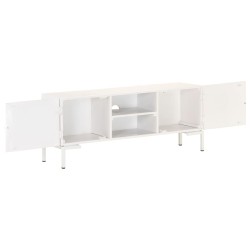 vidaXL TV-Schrank Weiß 115x30x46 cm Massivholz Mango