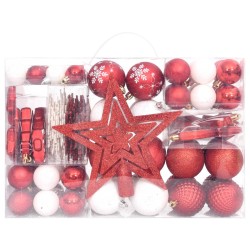vidaXL 108-tlg. Weihnachtskugel-Set Rot und Weiß