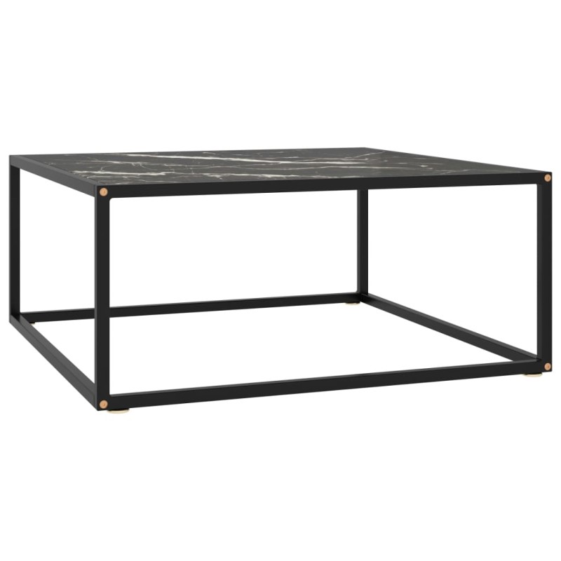 vidaXL Couchtisch Schwarz mit Schwarzem Glas in Marmor-Optik 80x80x35 vidaXL Couchtisch Schwarz mit Schwarzem Glas in Marmor-Optik 80x80x35