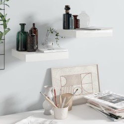 vidaXL Schwebende Wandregale 2 Stk. Hochglanz-Weiß 23x23,5x3,8cm MDF 