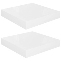 vidaXL Schwebende Wandregale 2 Stk. Hochglanz-Weiß 23x23,5x3,8cm MDF 