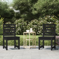 vidaXL Gartenstühle 2 Stk. Schwarz 40,5x48x91,5 cm Massivholz Kiefer