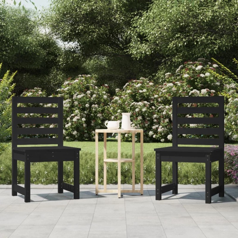 vidaXL Gartenstühle 2 Stk. Schwarz 40,5x48x91,5 cm Massivholz Kiefer vidaXL Gartenstühle 2 Stk. Schwarz 40,5x48x91,5 cm Massivholz Kiefer