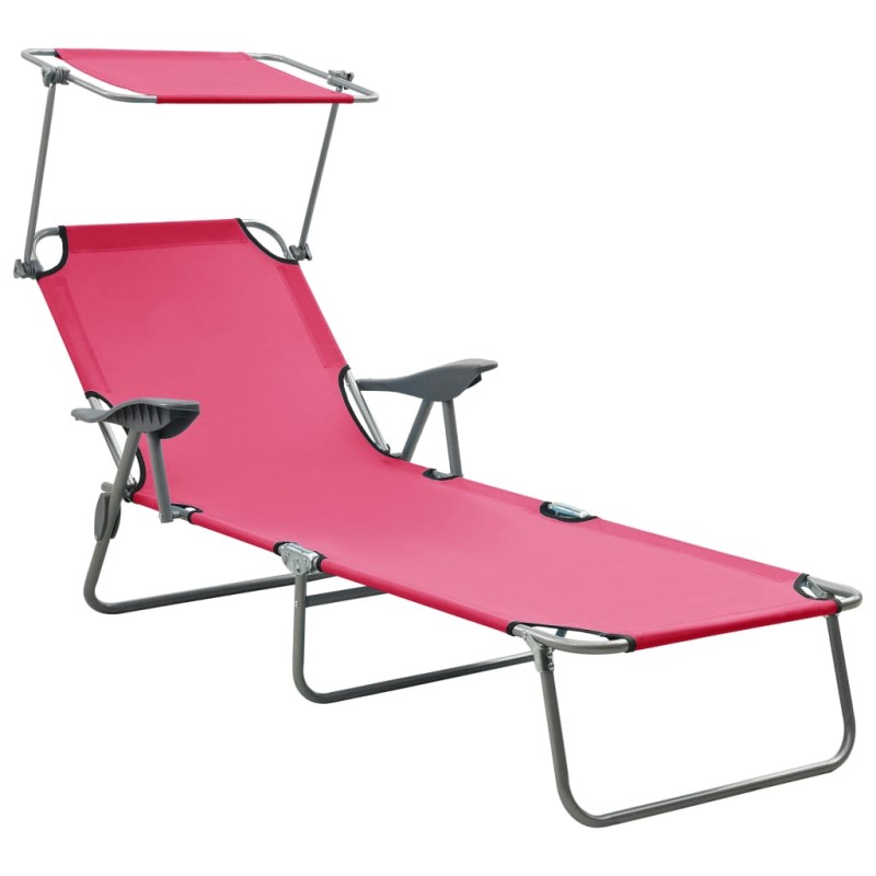vidaXL Sonnenliege mit Sonnendach Stahl Rosa vidaXL Sonnenliege mit Sonnendach Stahl Rosa