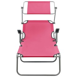 vidaXL Sonnenliege mit Sonnendach Stahl Rosa