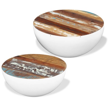 vidaXL 2-tlg. Couchtisch-Set Halbkugel Altholz 