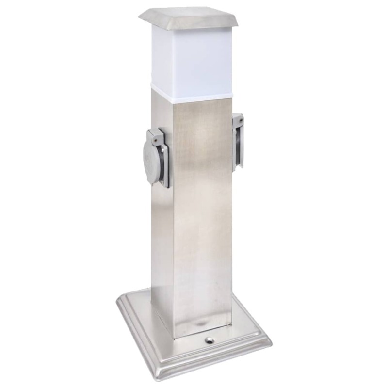 Gartensteckdose Steckdosenturm Edelstahl mit Lampe Gartensteckdose Steckdosenturm Edelstahl mit Lampe