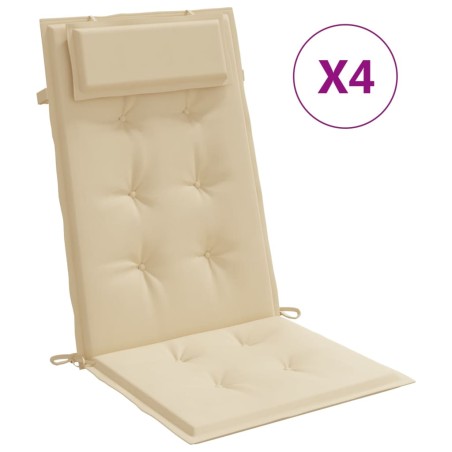 vidaXL Hochlehner-Auflagen 4 Stk. Beige Oxford-Gewebe