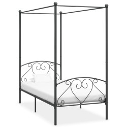 vidaXL Himmelbett-Gestell Grau Metall 100 x 200 cm 