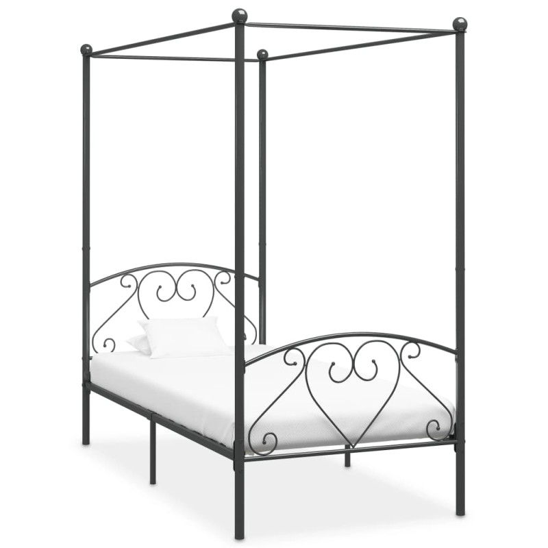 vidaXL Himmelbett-Gestell Grau Metall 100 x 200 cm vidaXL Himmelbett-Gestell Grau Metall 100 x 200 cm