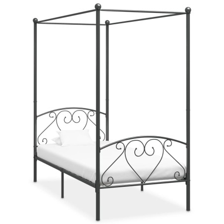 vidaXL Himmelbett-Gestell Grau Metall 100 x 200 cm 