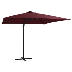 vidaXL Ampelschirm mit LED Bordeauxrot 250x250 cm