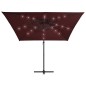 vidaXL Ampelschirm mit LED Bordeauxrot 250x250 cm vidaXL Ampelschirm mit LED Bordeauxrot 250x250 cm