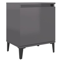 vidaXL Nachttisch mit Metallbeinen Hochglanz-Grau 40x30x50 cm