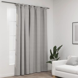 vidaXL Verdunkelungsvorhang mit Haken Leinenoptik Grau 290x245 cm