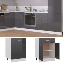 vidaXL Schubunterschrank Hochglanz-Grau 60x46x81,5 cm Holzwerkstoff