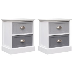 vidaXL Nachttische 2 Stk. Grau 38×28×45 cm Paulownia-Holz