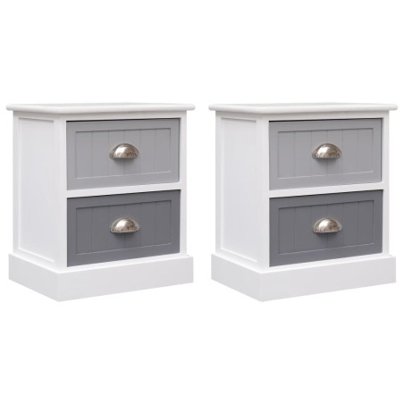 vidaXL Nachttische 2 Stk. Grau 38×28×45 cm Paulownia-Holz