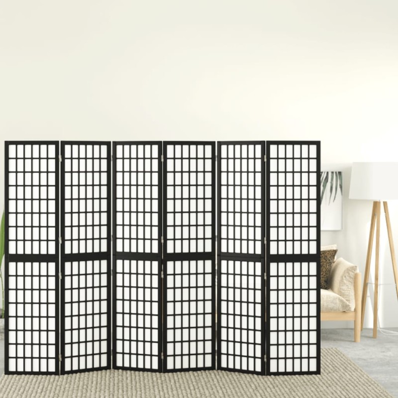 vidaXL 6-tlg. Paravent Japanischer Stil Faltbar 240x170 cm Schwarz vidaXL 6-tlg. Paravent Japanischer Stil Faltbar 240x170 cm Schwarz
