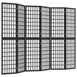 vidaXL 6-tlg. Paravent Japanischer Stil Faltbar 240x170 cm Schwarz