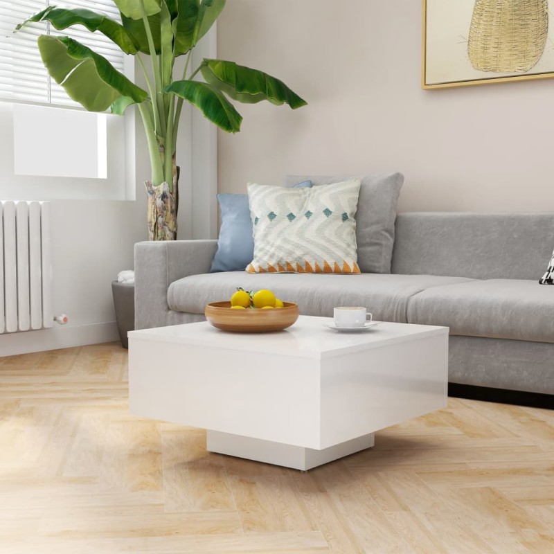 vidaXL Couchtisch Hochglanz-Weiß 60x60x31,5 cm Holzwerkstoff vidaXL Couchtisch Hochglanz-Weiß 60x60x31,5 cm Holzwerkstoff