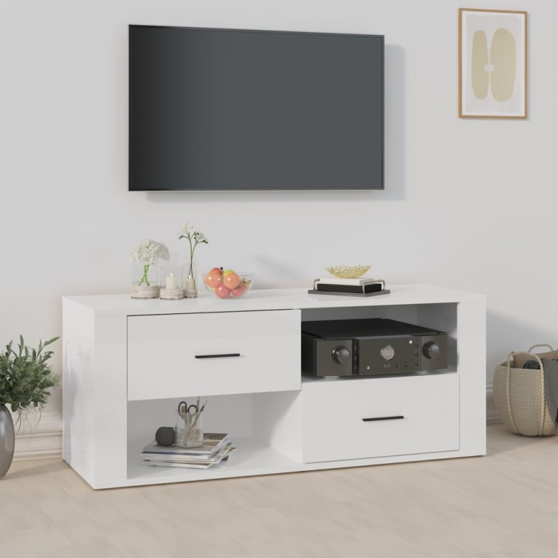vidaXL TV-Schrank Hochglanz-Weiß 100x35x40 cm Holzwerkstoff vidaXL TV-Schrank Hochglanz-Weiß 100x35x40 cm Holzwerkstoff
