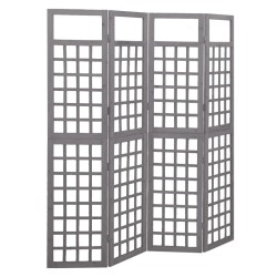 vidaXL Spalier/Paravent 4-teilig Massivholz Tanne Grau 161x180 cm