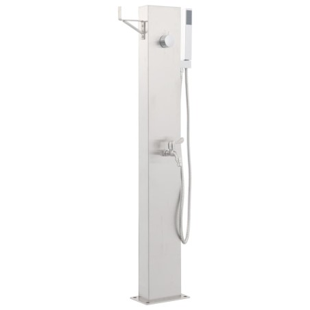 vidaXL Gartendusche mit Wasserhahn 110 cm Edelstahl