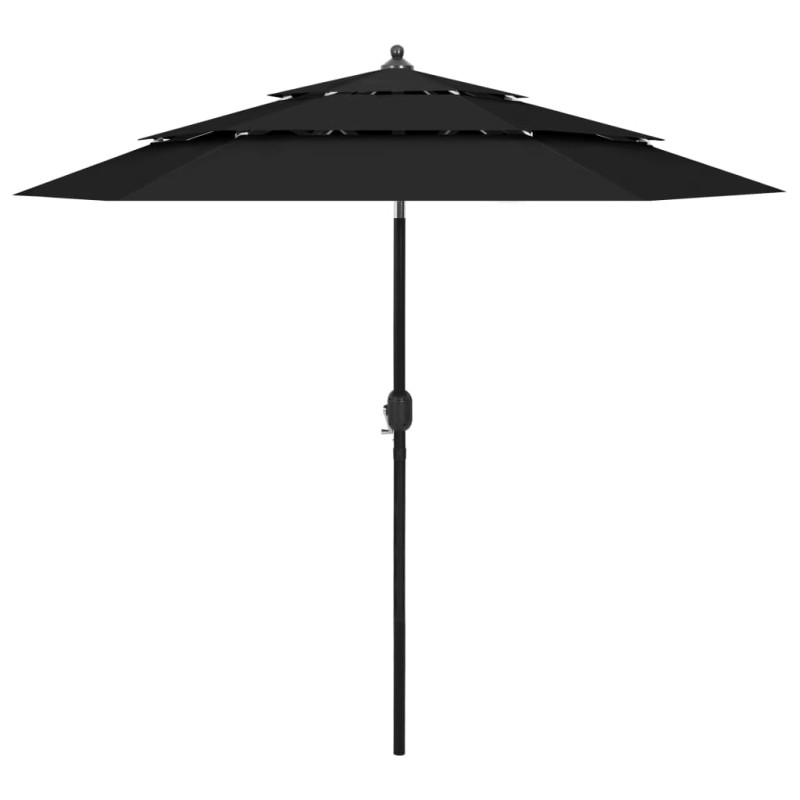 vidaXL Sonnenschirm mit Aluminium-Mast 3-lagig Schwarz 2,5 m vidaXL Sonnenschirm mit Aluminium-Mast 3-lagig Schwarz 2,5 m