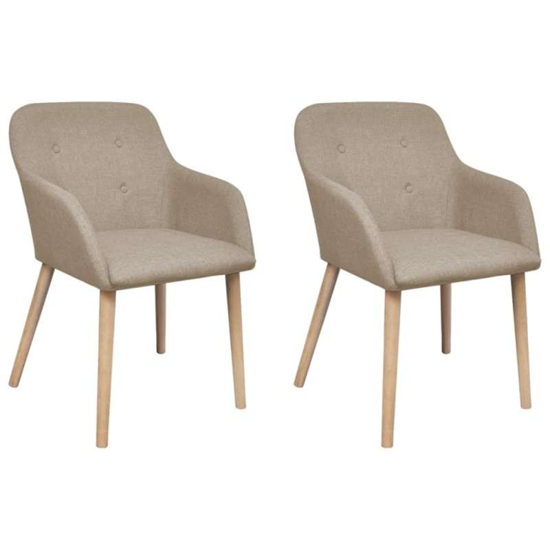 vidaXL Esszimmerstühle 2 Stk. Beige Stoff und Massivholz Eiche vidaXL Esszimmerstühle 2 Stk. Beige Stoff und Massivholz Eiche