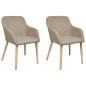 vidaXL Esszimmerstühle 2 Stk. Beige Stoff und Massivholz Eiche vidaXL Esszimmerstühle 2 Stk. Beige Stoff und Massivholz Eiche