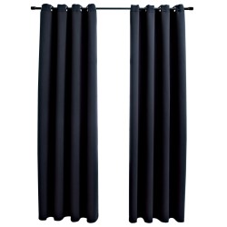 vidaXL Verdunkelungsvorhänge mit Metallösen 2 Stk. Schwarz 140x225 cm