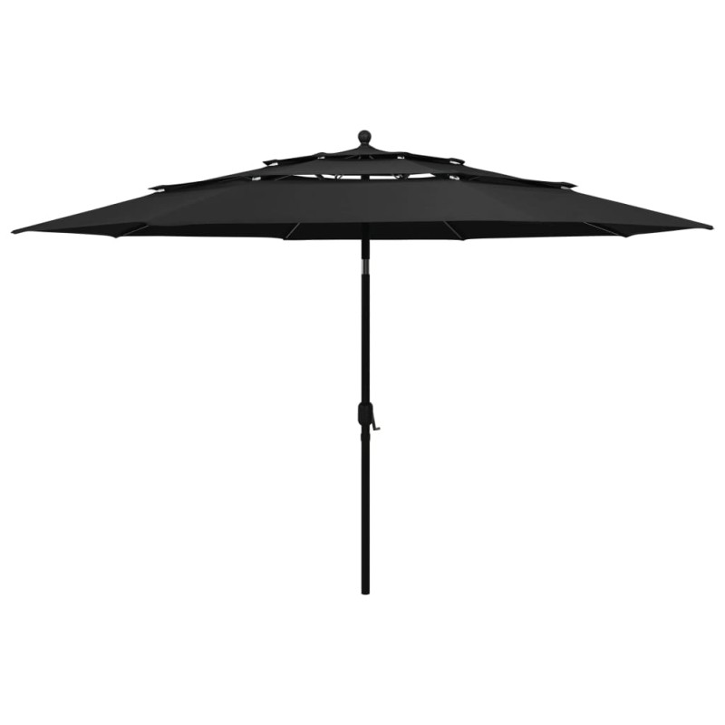 vidaXL Sonnenschirm mit Aluminium-Mast 3-lagig Schwarz 3,5 m vidaXL Sonnenschirm mit Aluminium-Mast 3-lagig Schwarz 3,5 m