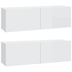 vidaXL TV-Wandschränke 2 Stk. Hochglanz-Weiß 100x30x30cm Holzwerkstoff