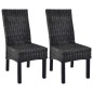 vidaXL Esszimmerstühle 2 Stk. Schwarz Kubu Rattan und Mango Holz vidaXL Esszimmerstühle 2 Stk. Schwarz Kubu Rattan und Mango Holz