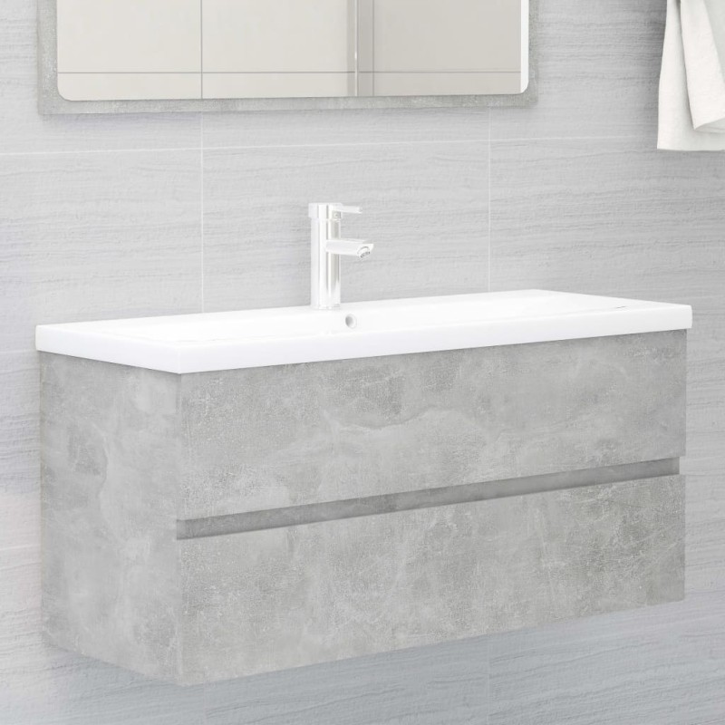 vidaXL Waschbeckenunterschrank Betongrau 100x38,5x45 cm Holzwerkstoff vidaXL Waschbeckenunterschrank Betongrau 100x38,5x45 cm Holzwerkstoff