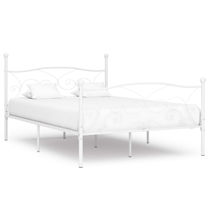 vidaXL Bettgestell mit Lattenrost Weiß Metall 120×200 cm vidaXL Bettgestell mit Lattenrost Weiß Metall 120×200 cm