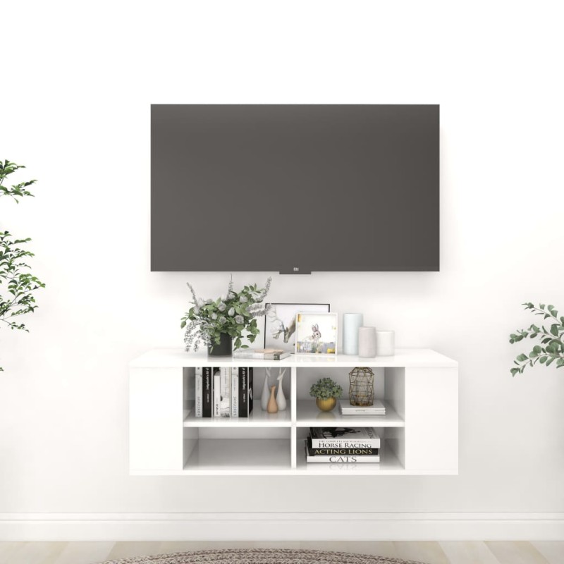 vidaXL TV-Wandschrank Hochglanz-Weiß 102x35x35 cm Holzwerkstoff vidaXL TV-Wandschrank Hochglanz-Weiß 102x35x35 cm Holzwerkstoff