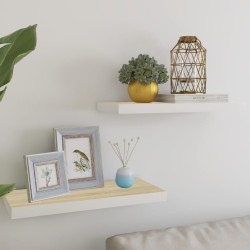 vidaXL Schweberegale 2 Stk. Eiche und Weiß 60x23,5x3,8 cm MDF